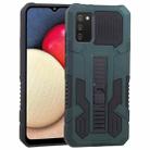 For Samsung Galaxy A02s 166mm  Vanguard Warrior All Inclusive Double-color Shockproof TPU + PC Protective Case with Holder(Graphite Green) - 1