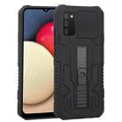 For Samsung Galaxy A02s 164mm EU Version Vanguard Warrior All Inclusive Double-color Shockproof TPU + PC Protective Case with Holder(Rock Black) - 1