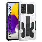 For Samsung Galaxy A72 5G / 4G Vanguard Warrior All Inclusive Double-color Shockproof TPU + PC Protective Case with Holder(Silver White) - 1
