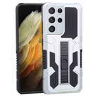 For Samsung Galaxy S21 Ultra 5G Vanguard Warrior All Inclusive Double-color Shockproof TPU + PC Protective Case with Holder(Silver White) - 1
