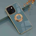6D Electroplating Full Coverage Silicone Protective Case with Magnetic Ring Holder For iPhone 13 mini(Grey) - 1