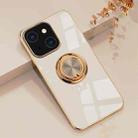 6D Electroplating Full Coverage Silicone Protective Case with Magnetic Ring Holder For iPhone 13 mini(Light Pink) - 1
