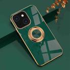 For iPhone 13 6D Electroplating Full Coverage Silicone Protective Case with Magnetic Ring Holder(Dark Green) - 1