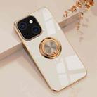 For iPhone 13 6D Electroplating Full Coverage Silicone Protective Case with Magnetic Ring Holder(Light Pink) - 1
