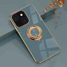 6D Electroplating Full Coverage Silicone Protective Case with Magnetic Ring Holder For iPhone 13 Pro(Grey) - 1