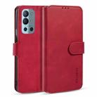 For OnePlus 9R DG.MING Retro Oil Side Horizontal Flip Leather Case with Holder & Card Slots & Wallet(Red) - 1