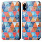 For iPhone X / XS Colorful Magnetic Horizontal Flip PU Leather Case with Holder & Card Slot & Wallet(Rhombus Mandala) - 1