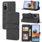 For Xiaomi Redmi Note 10 Pro Max Embossed Striped Magnetic Buckle PU + TPU Horizontal Flip Leather Case with Holder & Card Slot & Wallet & Photo Frame & Sling(Black) - 1