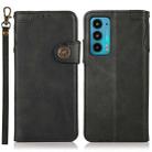 For Motorola Edge 20 KHAZNEH Dual-Splicing Cowhide Texture Horizontal Flip Leather Case with Holder & Card Slots & Wallet & Photo Frame & Lanyard(Black) - 1