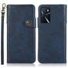 For OPPO A16 KHAZNEH Dual-Splicing Cowhide Texture Horizontal Flip Leather Case with Holder & Card Slots & Wallet & Photo Frame & Lanyard(Blue) - 2