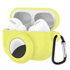 2 in 1 Anti-shock Anti-full Silicone Protective Case with Hook & Carabiner for AirPods Pro + AirTags(Yellow) - 1