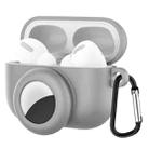 2 in 1 Anti-shock Anti-full Silicone Protective Case with Hook & Carabiner for AirPods Pro + AirTags(Grey) - 1