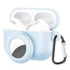 2 in 1 Anti-shock Anti-full Silicone Protective Case with Hook & Carabiner for AirPods Pro + AirTags(Light Blue) - 1