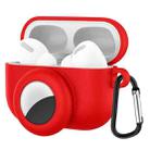2 in 1 Anti-shock Anti-full Silicone Protective Case with Hook & Carabiner for AirPods Pro + AirTags(Red) - 1