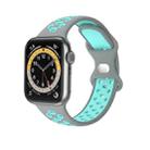 Two-color 8-buckle Silicone Watch Band For Apple Watch Series 8&7 45mm / SE 2&6&SE&5&4 44mm / 3&2&1 42mm(Grey Mint Green) - 1