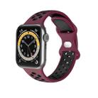 Two-color 8-buckle Silicone Watch Band For Apple Watch Series 8&7 45mm / SE 2&6&SE&5&4 44mm / 3&2&1 42mm(Wine Red Black) - 1