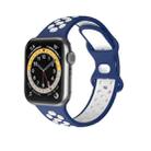 Two-color 8-buckle Silicone Watch Band For Apple Watch Series 8&7 45mm / SE 2&6&SE&5&4 44mm / 3&2&1 42mm(Blue White) - 1