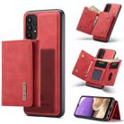 For Samsung Galaxy A32 5G DG.MING M1 Series 3-Fold Multi Card Wallet  Back Cover Shockproof Case with Holder Function(Red) - 1
