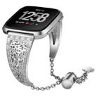 For Fitbit Versa Flower Shape Metal Diamond-studded Chain Wristband Watch Band(Silver) - 1