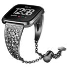 For Fitbit Versa Flower Shape Metal Diamond-studded Chain Wristband Watch Band(Black) - 1