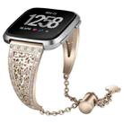 For Fitbit Versa Flower Shape Metal Diamond-studded Chain Wristband Watch Band(Retro Gold) - 1