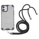 For iPhone 12 mini Shockproof Honeycomb PC + TPU Case with Neck Lanyard (Grey) - 1