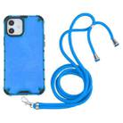 For iPhone 12 mini Shockproof Honeycomb PC + TPU Case with Neck Lanyard (Blue) - 1