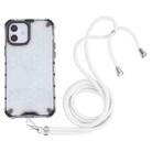 For iPhone 12 mini Shockproof Honeycomb PC + TPU Case with Neck Lanyard (White) - 1