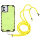 For iPhone 12 / 12 Pro Shockproof Honeycomb PC + TPU Case with Neck Lanyard(Green) - 1