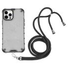 For iPhone 12 Pro Max Shockproof Honeycomb PC + TPU Case with Neck Lanyard(Grey) - 1