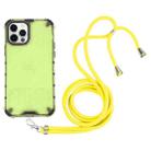 For iPhone 12 Pro Max Shockproof Honeycomb PC + TPU Case with Neck Lanyard(Green) - 1
