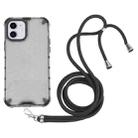 For iPhone 11 Shockproof Honeycomb PC + TPU Case with Neck Lanyard (Grey) - 1