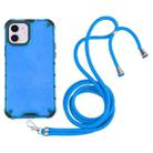 For iPhone 11 Shockproof Honeycomb PC + TPU Case with Neck Lanyard (Blue) - 1