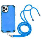 For iPhone 11 Pro Max Shockproof Honeycomb PC + TPU Case with Neck Lanyard (Blue) - 1