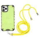 For iPhone 11 Pro Max Shockproof Honeycomb PC + TPU Case with Neck Lanyard (Green) - 1