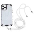 For iPhone 11 Pro Max Shockproof Honeycomb PC + TPU Case with Neck Lanyard (White) - 1