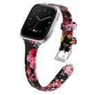 For Fitbit Versa 2 Smart Watch Leather Watch Band, Shrink Version(Pink Flower) - 1