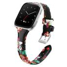 For Fitbit Versa 2 Smart Watch Leather Watch Band, Shrink Version(Red Flower) - 1