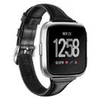 For Fitbit Versa 2 Smart Watch Leather Watch Band, Shrink Version(Black) - 1