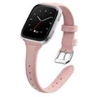 For Fitbit Versa 2 Smart Watch Leather Watch Band, Shrink Version(Rose Pink) - 1