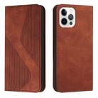 Skin Feel Magnetic S-type Solid Color Horizontal Flip Leather Case with Holder & Card Slot & Wallet For iPhone 13 Pro(Brown) - 1