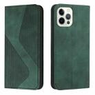 Skin Feel Magnetic S-type Solid Color Horizontal Flip Leather Case with Holder & Card Slot & Wallet For iPhone 13 Pro(Green) - 1