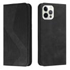 Skin Feel Magnetic S-type Solid Color Horizontal Flip Leather Case with Holder & Card Slot & Wallet For iPhone 13 Pro(Black) - 1