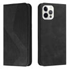 Skin Feel Magnetic S-type Solid Color Horizontal Flip Leather Case with Holder & Card Slot & Wallet For iPhone 13 Pro Max(Black) - 1
