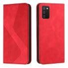 For Samsung Galaxy A03s Skin Feel Magnetic S-type Solid Color Horizontal Flip Leather Case with Holder & Card Slot & Wallet(Red) - 1