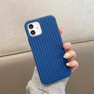 For iPhone 12 Herringbone Texture Silicone Protective Case(Sea Blue) - 1