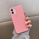For iPhone 12 Herringbone Texture Silicone Protective Case(Pink) - 1