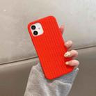 For iPhone 12 Herringbone Texture Silicone Protective Case(Red) - 1