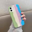 For iPhone 12 Herringbone Texture Silicone Protective Case(Rainbow Green) - 1