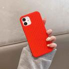 For iPhone 12 Pro Herringbone Texture Silicone Protective Case(Red) - 1